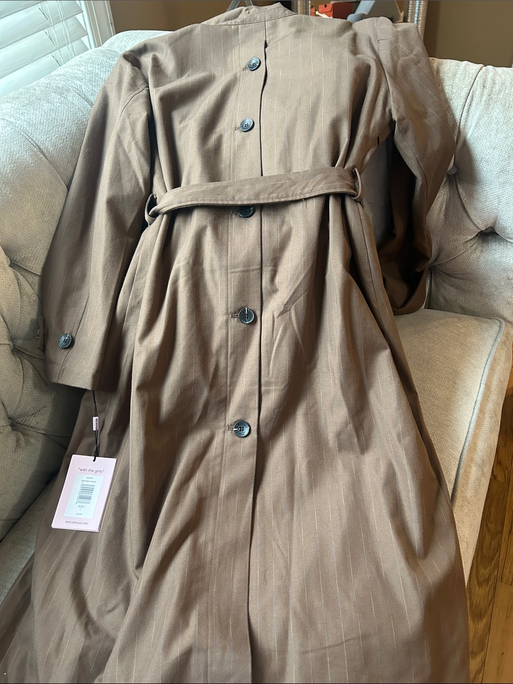 Avec Les Filles Brown Double-Breasted Belted Trench Coat - Picture 7 of 11